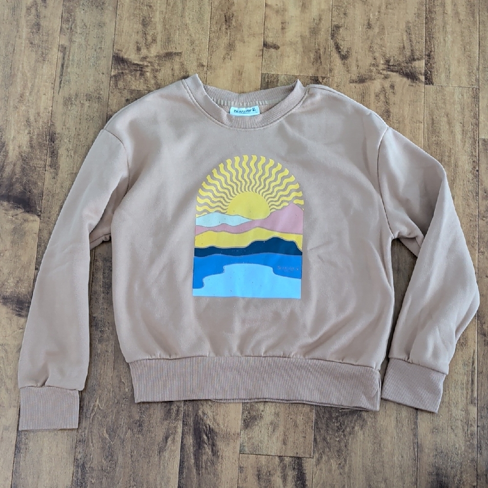 BearPaw Tan and Blue Graphic Women's Sweater